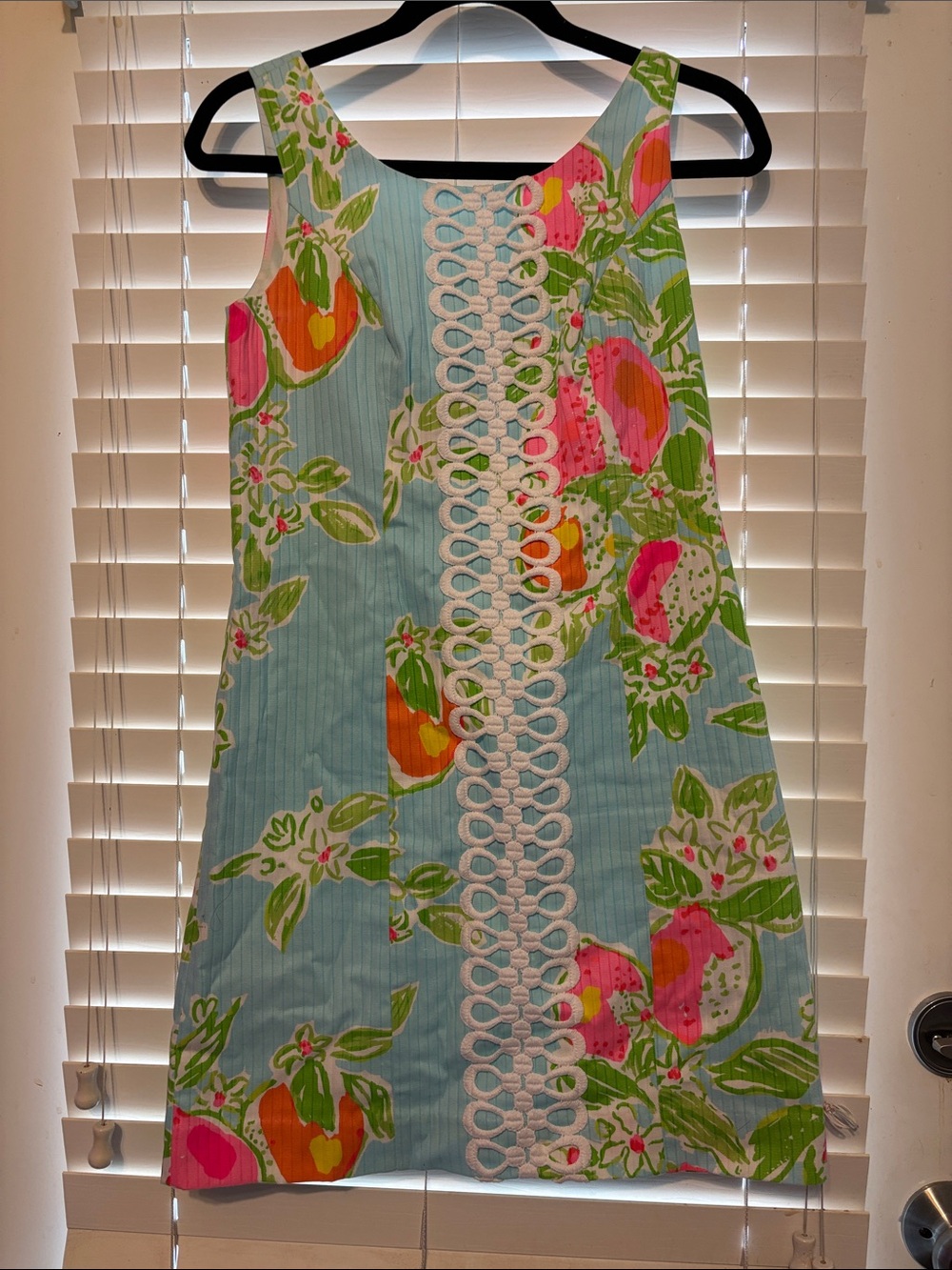Lilly Pulitzer Light Blue Shift Dress with Pink & Green Floral Print